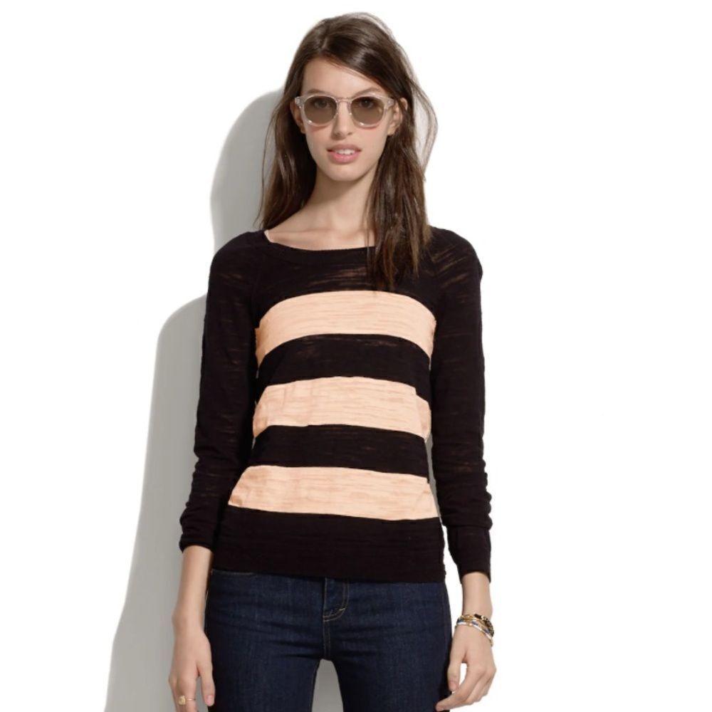 Madewell Wide-Stripe Knit Sweater - Black & Cream